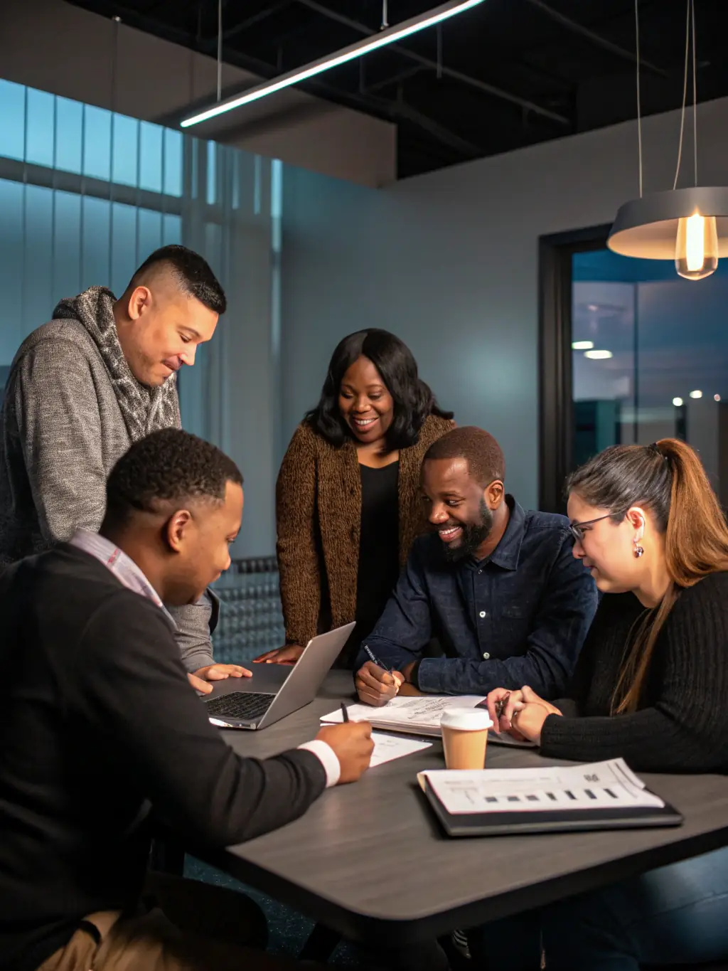 A diverse group of employees participating in a random drug testing program, showcasing Buntin Wellness Strategies' commitment to promoting a drug-free workplace.