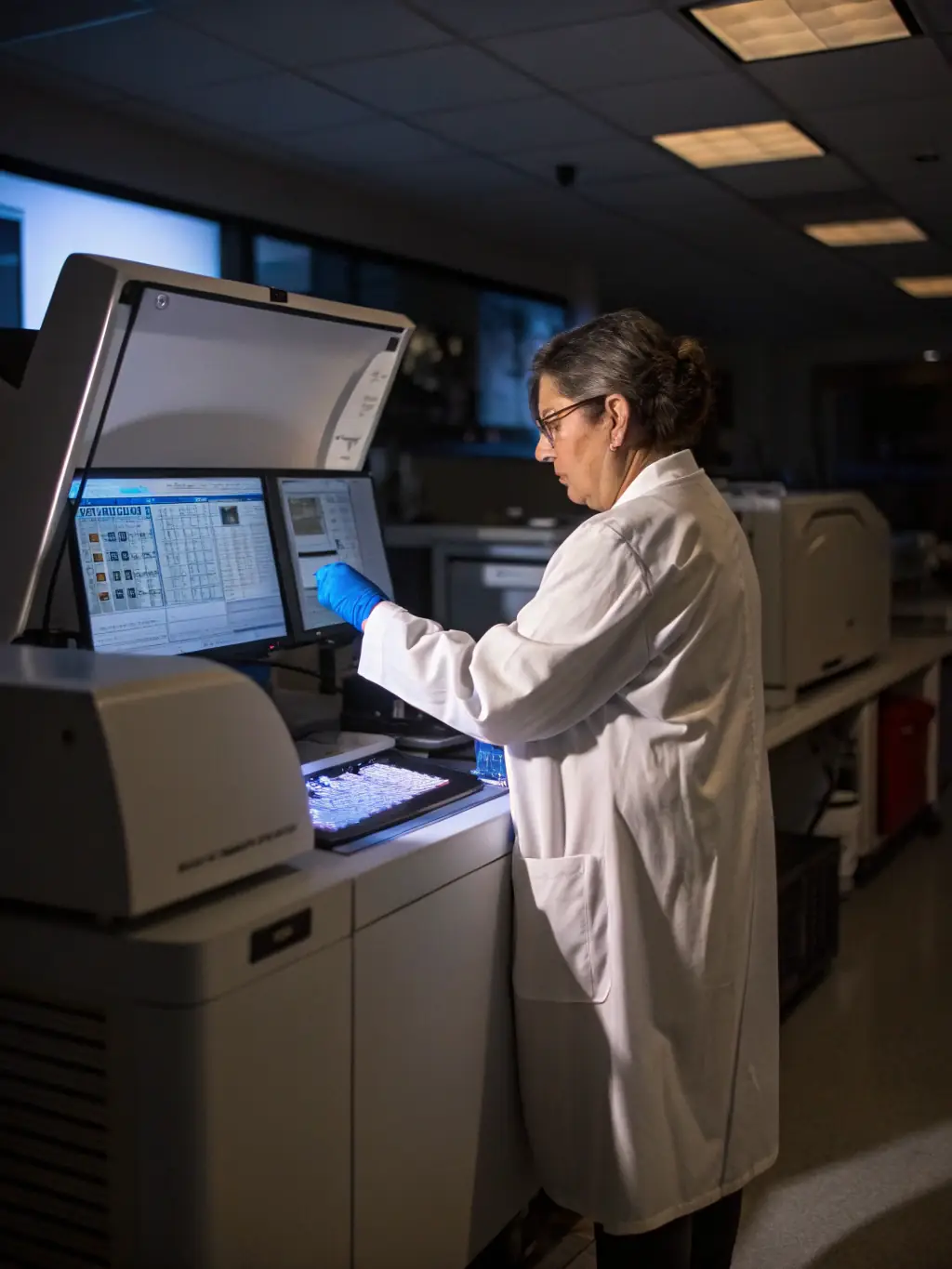 A professional technician accurately analyzing a urine sample in a lab setting, emphasizing the precision and reliability of Buntin Wellness Strategies' comprehensive drug testing services.